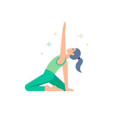 Yoga yapan kadın, vektör illüstrasyonu.