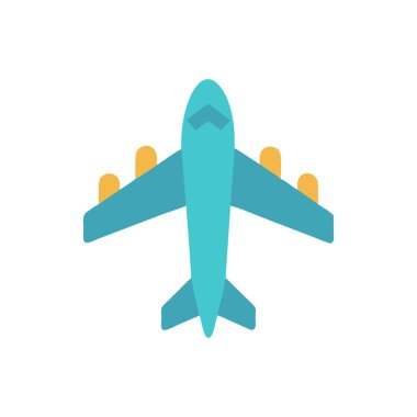 Uçak düz simgesi beyaz arka plan, vektör, illüstrasyon izole