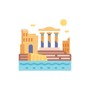 Düz stil Yunan tapınak simgesi