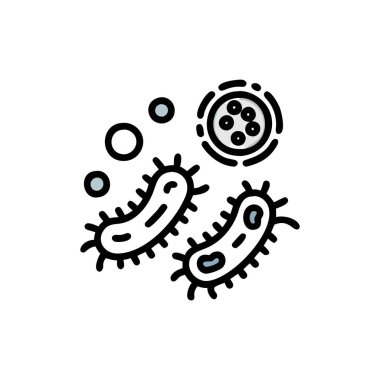 Bakteri virüsü simgesi, beyaz arkaplanda vektör çizimi. Virüs bakteri konsept işareti