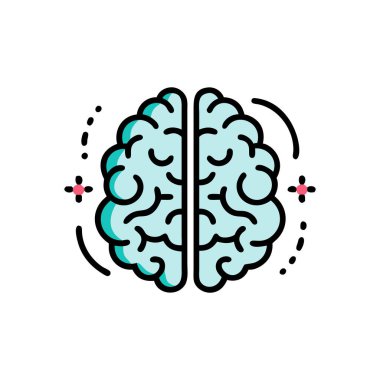 İnsan beyni ikonu vektör ana hatları renk çizelgesi