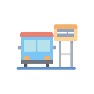 Şeffaf bir arkaplanda otobüs durağı vektör illüstrasyonu. Birinci kalite semboller. konsept ve grafik tasarımı için düz vektör simgesi.