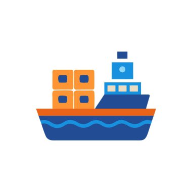 konteyner gemisi ve kargo vektör çizimi tasarımı