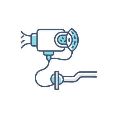 Güvenlik kamerası simgesi, doğrusal izole edilmiş illüstrasyon, çizgi vektörü, web tasarım işareti, beyaz arkaplanda düzenlenebilir felçli ana hatlı sembol kavramı. vektör