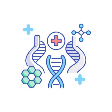 DNA molekül vektör çizgisi simgesi, işaret, beyaz arkaplan üzerindeki illüstrasyon, düzenlenebilir vuruşlar