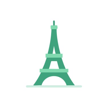 Eyfel Kulesi ikonu düz stil. Paris Fransa seyahat sembolü beyaz arka planda izole edilmiş. Fransa. vektör