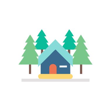 Yılbaşı ağaçlarının vektör çizimi düz renk simgesi