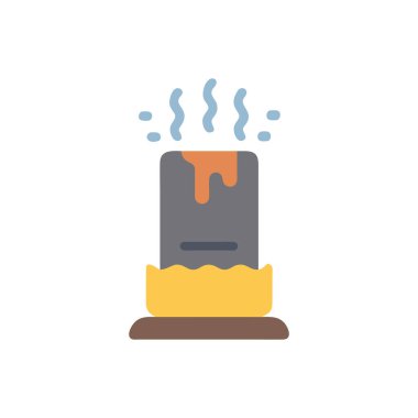 yanan mum düz vektör ikonu tasarımı illüstrasyonlu hot pot