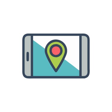 konum vektörü düz renk simgesi