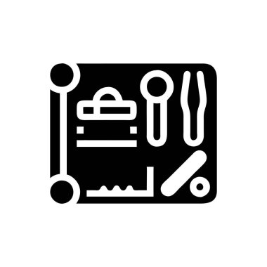 araçlar ve araçlar glyph simge kümesi vektörü