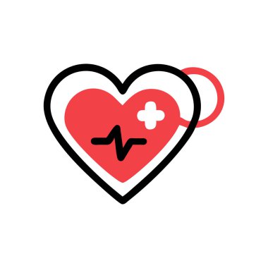 Şeffaf bir arkaplanda kalp atışı vektör çizimi. Birinci kalite semboller. Konsept ve grafik tasarım için ince çizgi simgesi.