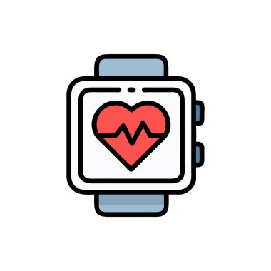 beyaz arkaplanda izole edilmiş web ve mobil tasarım için kalp atışı renk vektörü karalama simgesi