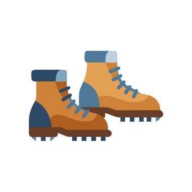 Bağcıklı ve ayakkabılı kışlık botlar. Düz simge. vektör illüstrasyonu