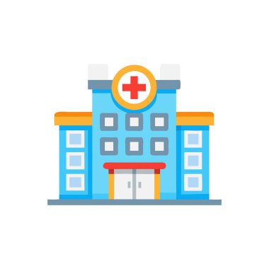 Hastane ikonu düz stil. hastane vektör tasarımı