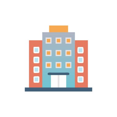 Otel vektörü düz renk simgesi