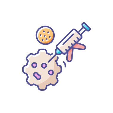 Şırınga ve kurabiye ikonunun vektör çizimi. beyaz arkaplanda izole.