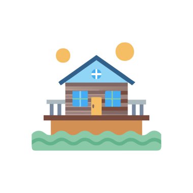 Çatısı olan bir evin vektör düz simgesi.