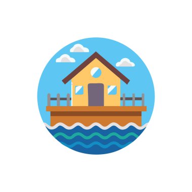 Ev ve su işaretinin vektör çizimi. Web için ev ve su deposu sembolü koleksiyonu.