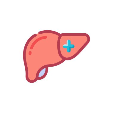 Karaciğer yassı simgesi, vektör renkli illüstrasyon