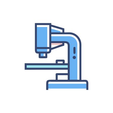 Mikroskop ve mikroskop ikonu. izole vektör kontur sembolü