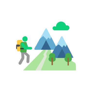 Yürüyüş, yürüyüş, dağ ikonu vektör çizimi.