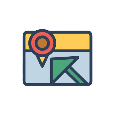 Pin, gps ile harita konumunun vektör simgesi