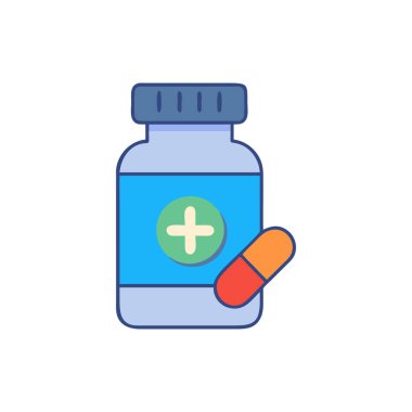 tıbbi haplar vektör düz renk çizgisi simgesi