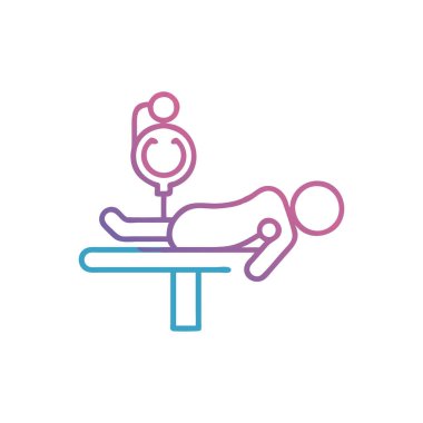 Sedye taşıyıcı illüstrasyonunda hastayı kaldıran adamın silüeti