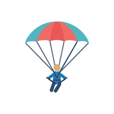 İş adamı gökyüzünde paraşütle uçuyor.