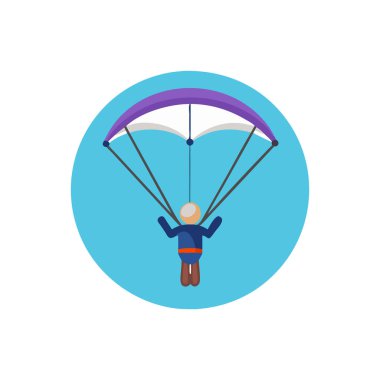 paraşüt paraşütü gökyüzünde düz stil vektör illüstrasyonunda uçuyor