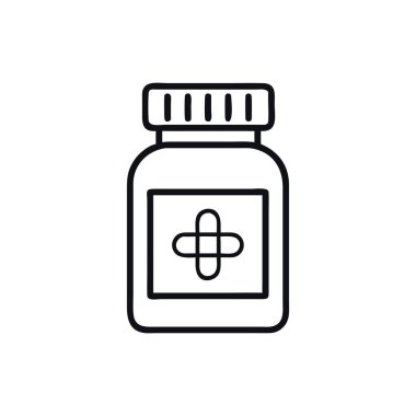 düz stil vektör illüstrasyonunda ilaç şişesi simgesi