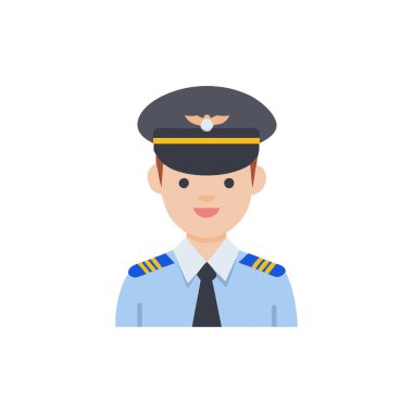 Subay, adam, pilot, pilot, pilot, renkli düz simge. vektör