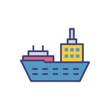 kargo gemisi ikon vektörü. İnce çizgi işareti. izole edilmiş sınır sembolü çizimi