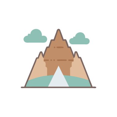 dağlar, dağ, dağ, tepe düz renk ikonu vektörü