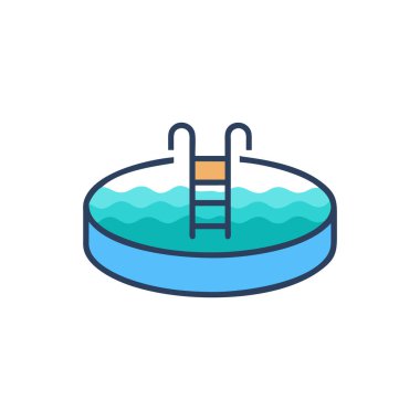 Yüzme havuzu ikonu vektörü beyaz arkaplanda izole edildi, ağ ve mobil uygulama tasarımınız, yüzme havuzu logosu konseptiniz