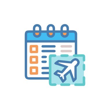 Düz renkli takvim seyahat simgesi. seyahat takvimi tatili