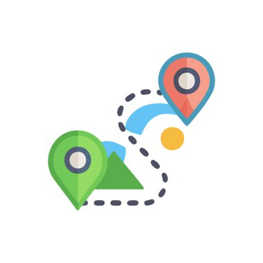 gps navigasyon vektörü düz renk simgesi