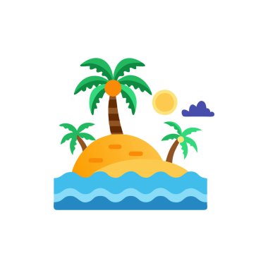 Güneş ve şemsiyeli kumsal