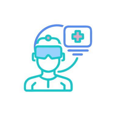 sanal tıbbi teknoloji vektör çizgisi simgesi