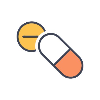 tıbbi hap renk çizgisi simgesi, beyaz üzerinde izole