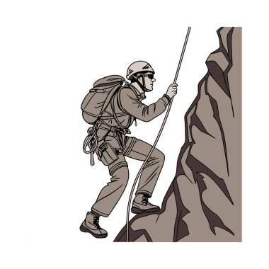 Tırmanma takımlı adam.
