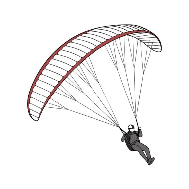 Paraşütçü. Ekstrem spor, ekstrem spor. beyaz arkaplanda izole