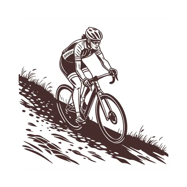 Dağ bisikleti süren bisikletçi. vektör illüstrasyonu