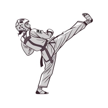 Tekmeleyen karate dövüşçüsü