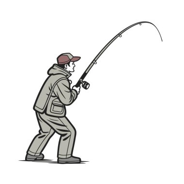 Balıkçı balıkçılık vektör illüstrasyonu