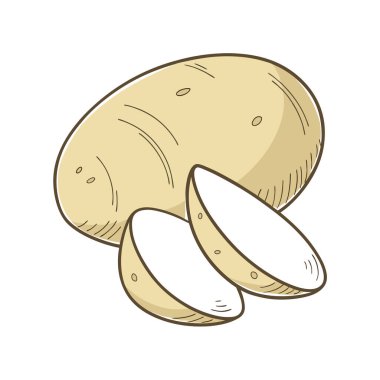 Patatesin çizgi film görüntüsü. El çizimi sebze resmi