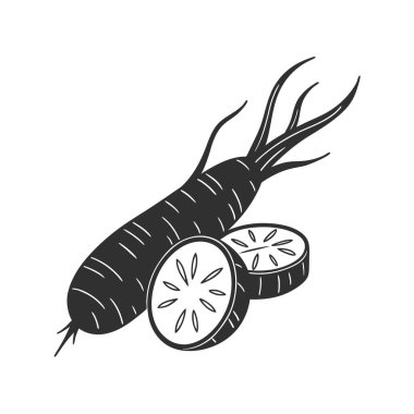 bir soğanın siyah ve beyaz vektör çizimi.