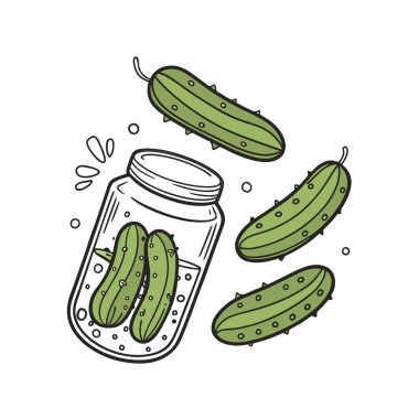 El çizimi salatalık. salatalık vektör çizimi