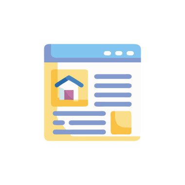 Dizüstü bilgisayarı olan bir evin vektör çizimi