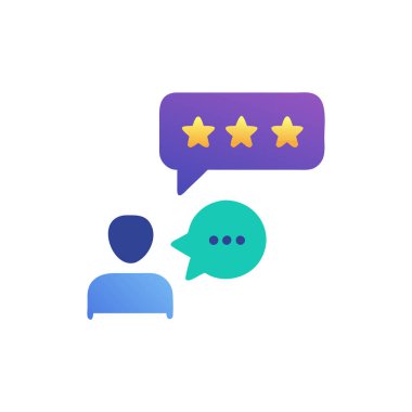 Müşteri geribildirimi, müşteri değerlendirme simgesi düz stil. 10 dosya alır